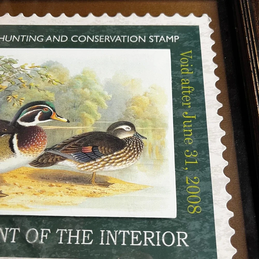 Framed Wood Duck Migratory Bird Hunting Conservation‎ Stamp Print 2007-2008 Art